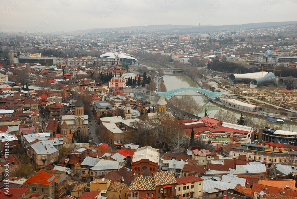 Tbilisi panorama view from the top of the hill, Georgia