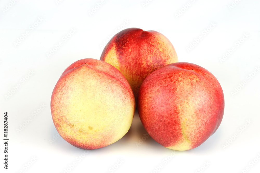 fresh white peach isolated on white background