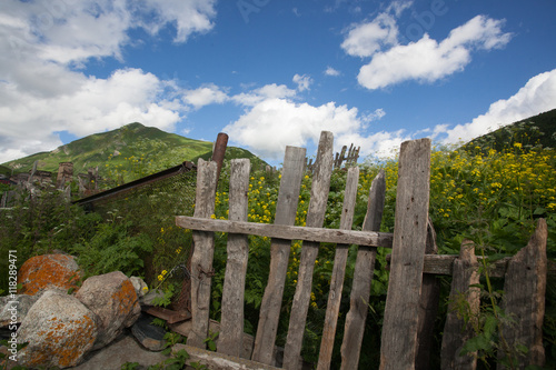 doors on graze in vil Usguli,  Svaneti, Georgia photo