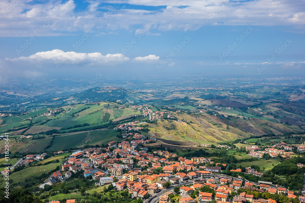 Panorama of Republic of San Marino from Monte Titano, San Marino