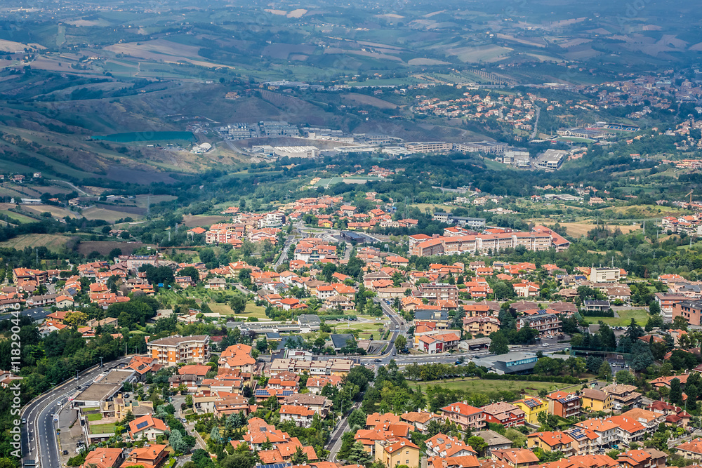 Panorama of Republic of San Marino from Monte Titano, San Marino