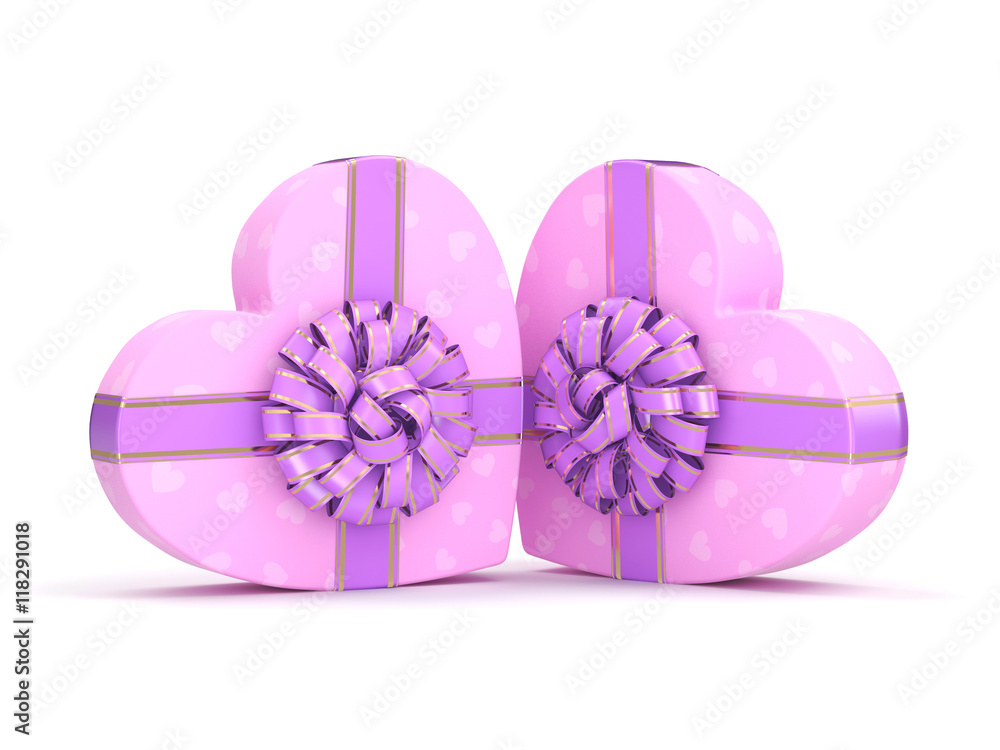 3D rendering Pink boxes heart