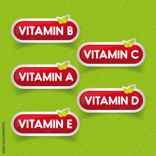 Vitamins button set vector