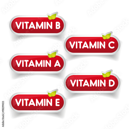 Vitamins button set vector