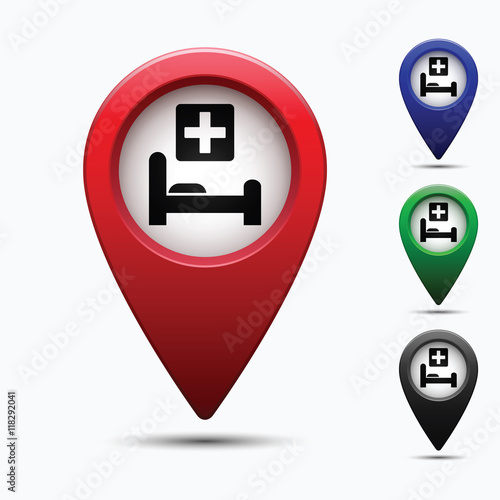 Colored map pointer with symbol showplace and lion .  For location maps. Mark icon. Sign for gps navigation. Index location on map. Pointer location. Vector isolated ilustration.