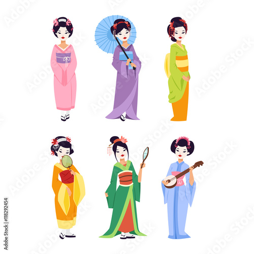 Vector japanese geisha girl