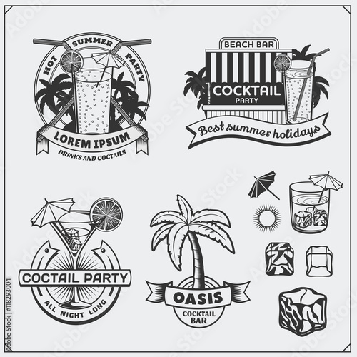 Collection of cocktails emblems, labels and design elements. 