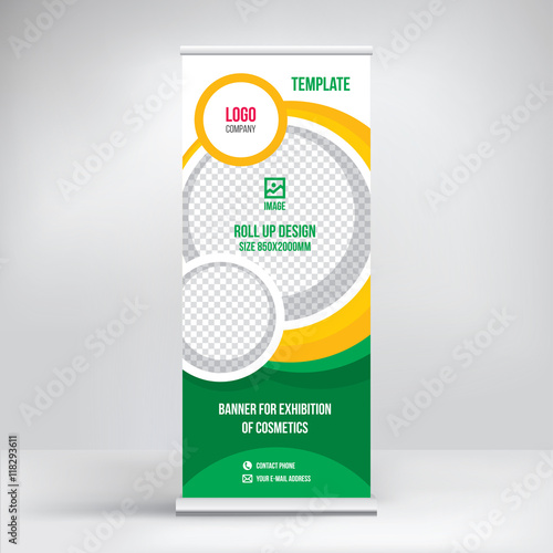 Roll up, banner for presentation template of cosmetics