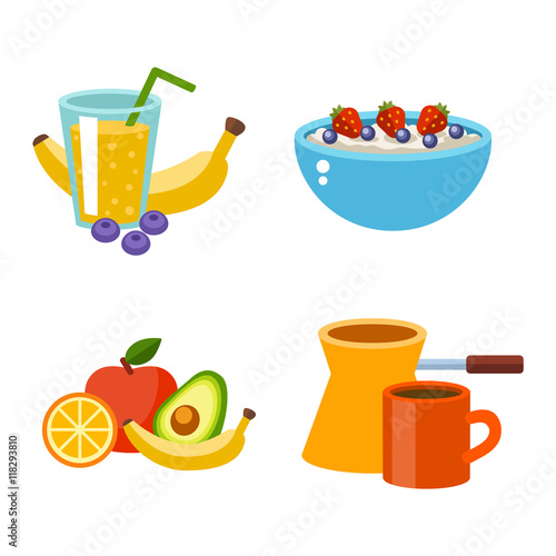 Healthy breakfast food vector.