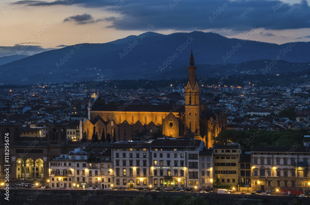 view of Basilica of Santa Maria Novella at night in Florence, Italy view of Basilica of Santa Maria Novella at night in Florence, Italy