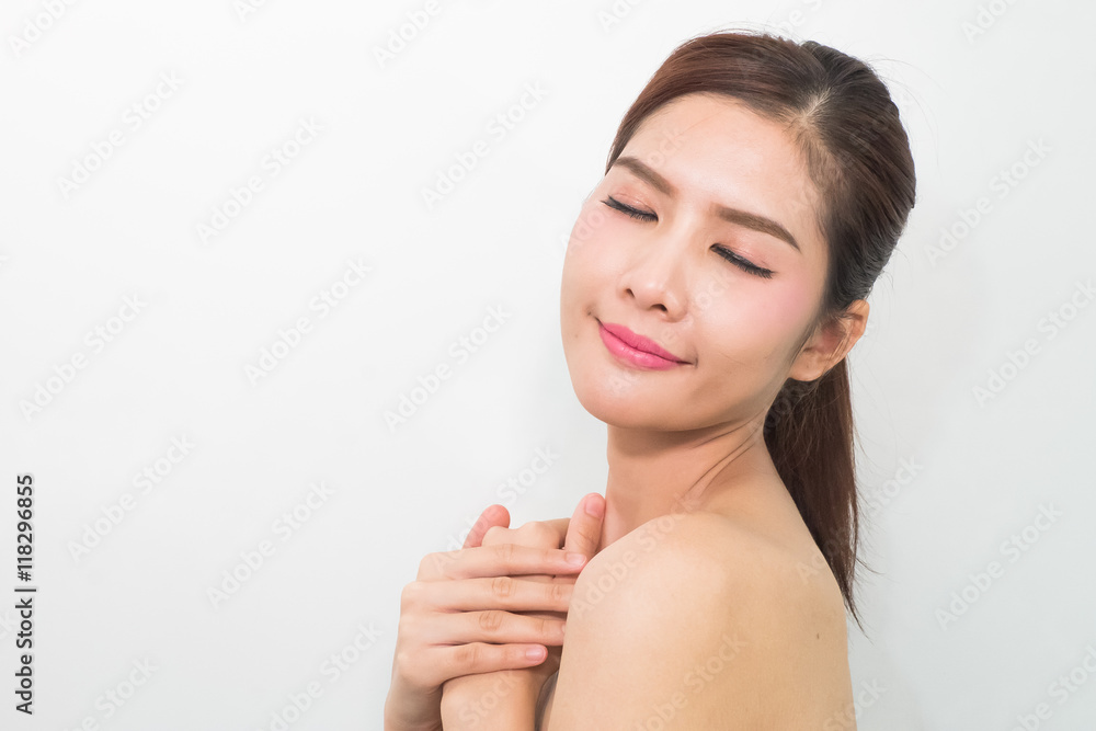 Beauty portrait of young woman with beautiful healthy face, stud Beauty portrait of young woman with beautiful healthy face, stud