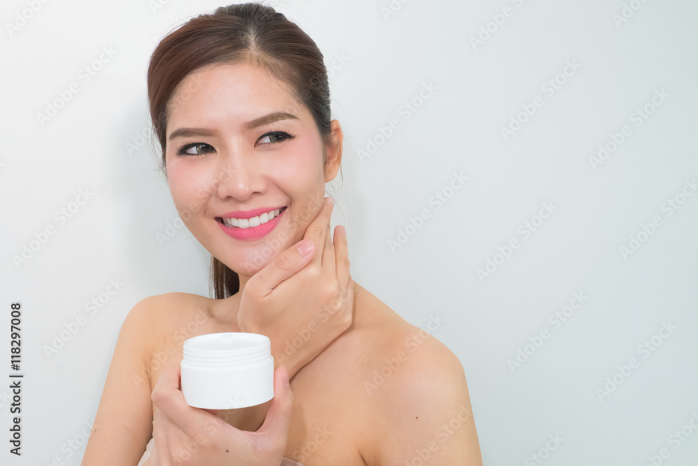 woman, close up studio on white background. Beauty female face w woman, close up studio on white background. Beauty female face w