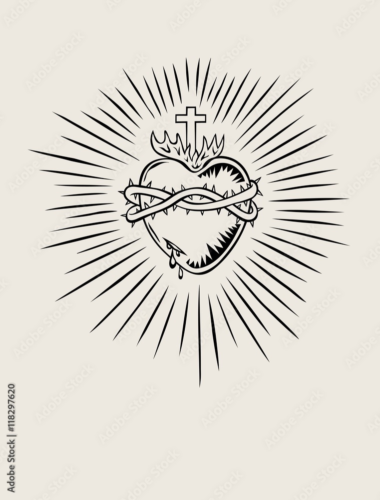 Fototapeta premium Sacred Heart of Jesus, illustration art vector design