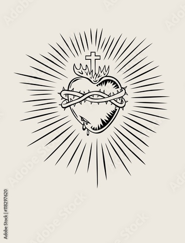 Sacred Heart of Jesus, illustration art vector design
