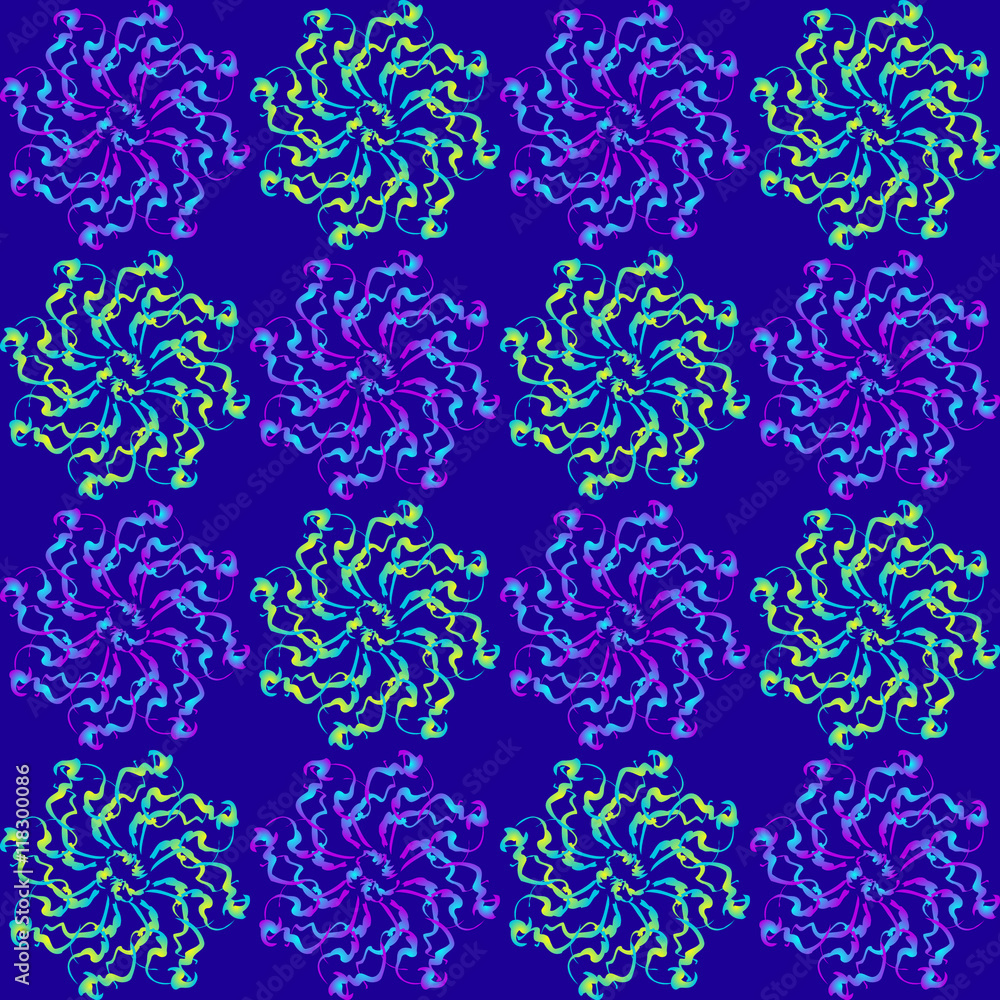 Abstract pattern of yellow and purple turntables. Abstract circular geometric patterns on a blue background.
Abstract pattern of yellow and purple turntables. Abstract circular geometric patterns on a blue background.