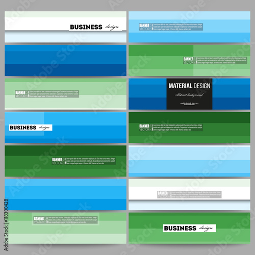 Banners set. Abstract colorful business background, blue and green colors, modern stylish striped vector texture for your cover design.