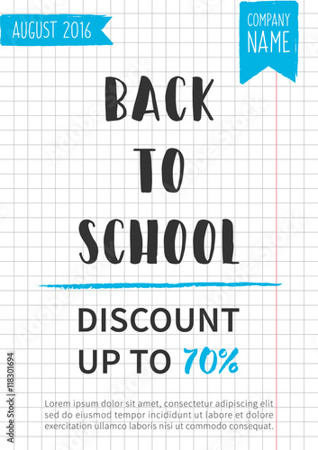 Back to school Discount up to 70  vector banner.  