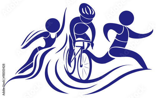 Canvas Print Sport icon for triathlon in blue color