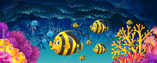 Fish swimming under the ocean