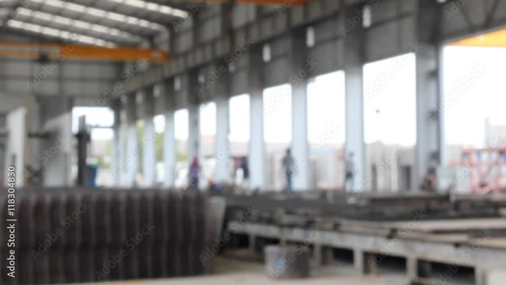 Defocus of labor working in steel bar factory in Thailand Defocus of labor working in steel bar factory in Thailand