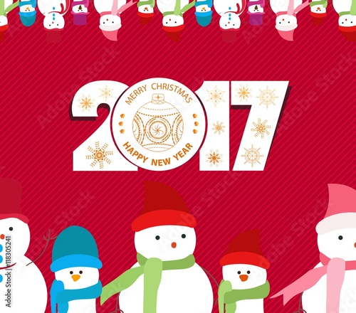 Merry christmas and happy new year 2017 background