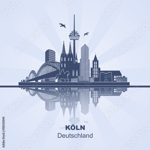 Köln Panorama Skyline Wandtatoo Sehenswürdigkeiten Kölner Dom Hohenzollernbrücke Rathaus Triangle Stadtansicht Städtetour Tourismus