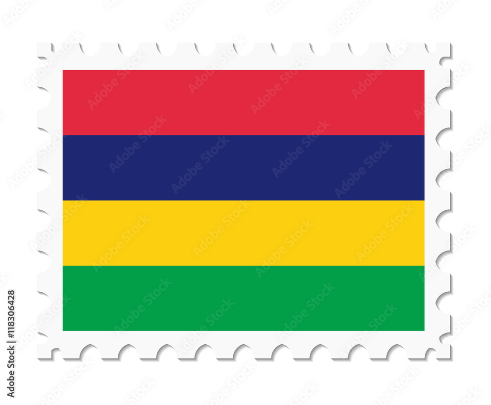 Fototapeta premium stamp flag mauritius