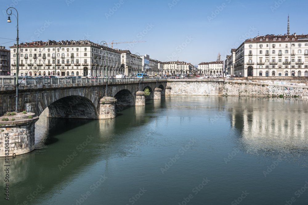 Po River and Vittorio Square in Turin, Italy
