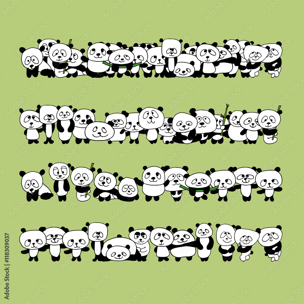 Obraz premium Funny panda family for your design