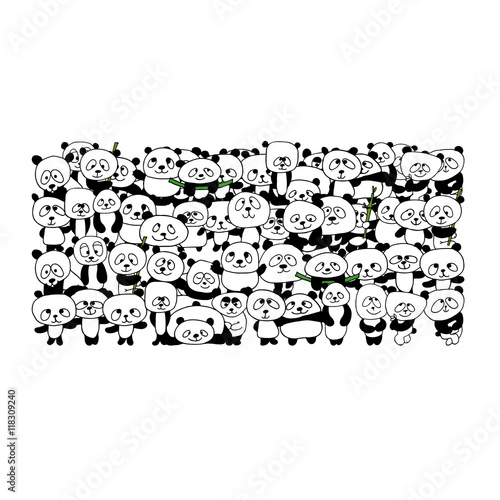 Fototapeta Naklejka Na Ścianę i Meble -  Funny panda family for your design