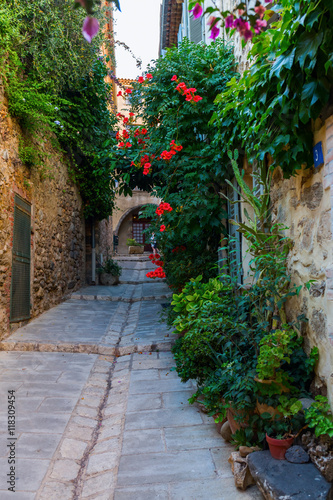 alley in the Provencal village Grimaud, France