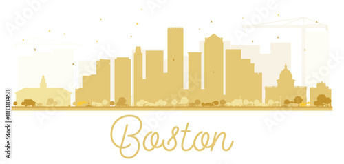 Boston City skyline golden silhouette.