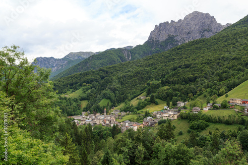 Panorama of village Valtorta in the mountains in Lombardy, Italy