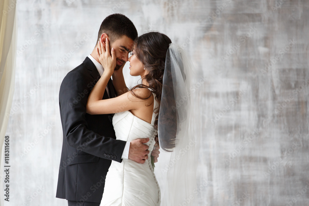 Wedding photo session in the studio the bride and groom Wedding photo session in the studio the bride and groom