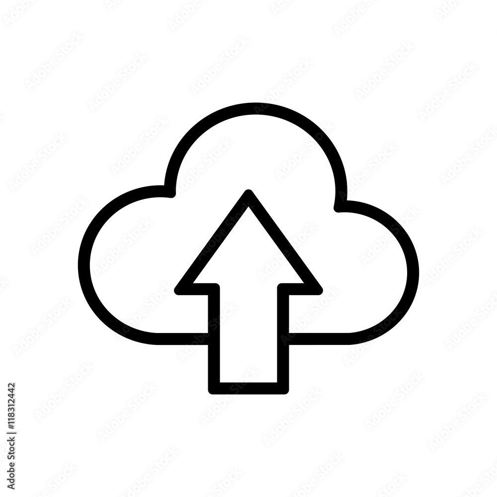 cloud computing arrow communication silhouette icon. Isolated and flat illustration cloud computing arrow communication silhouette icon. Isolated and flat illustration