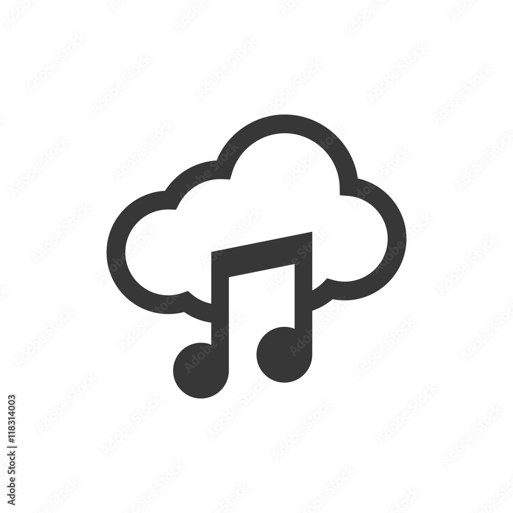 music note cloud sound silhouette icon. Isolated and flat illustration. Vector graphic music note cloud sound silhouette icon. Isolated and flat illustration. Vector graphic