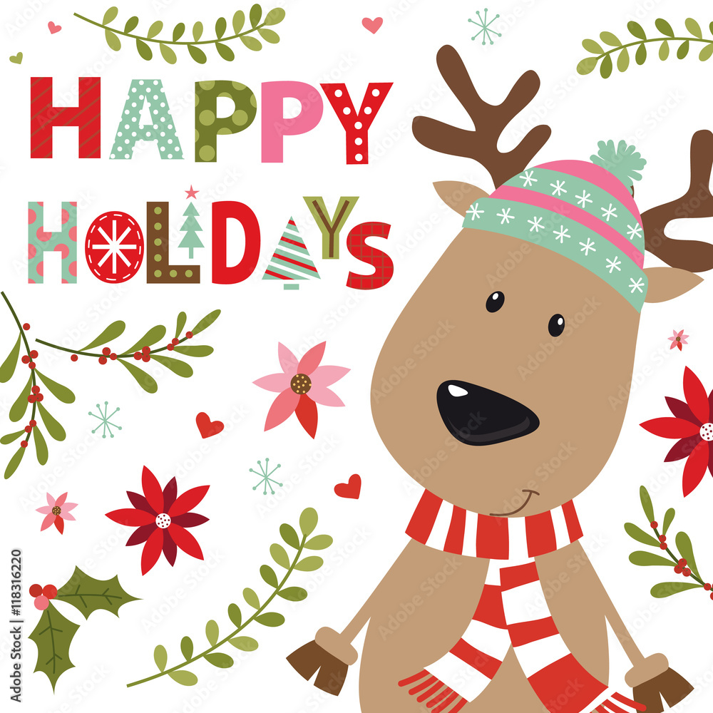Christmas card with reindeer design