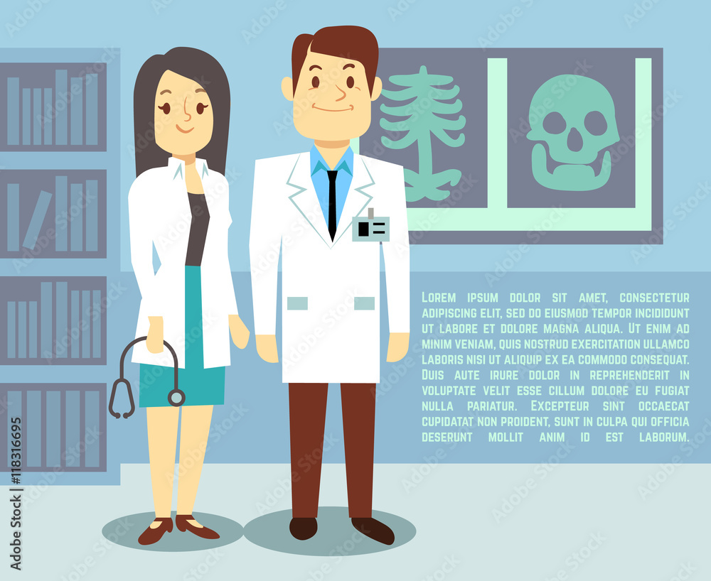 Doctor and hospital nurse vector healthcare medical concept background Doctor and hospital nurse vector healthcare medical concept background