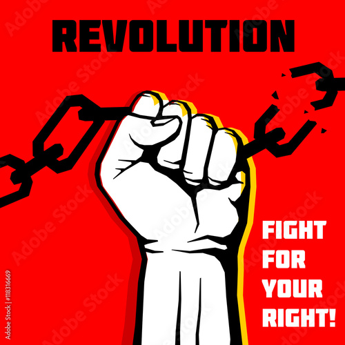 Vector freedom, revolution protest concept background with raised fist