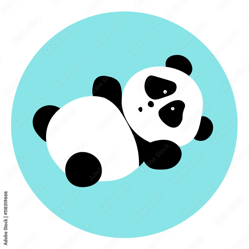 Baby panda bear vector illustration. Cartoon cute animal.