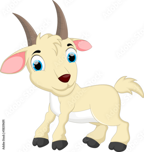 Cute goat cartoon posing