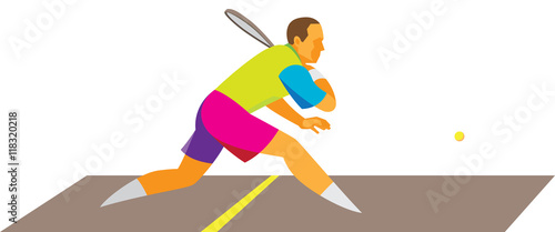 the young man playing squash
