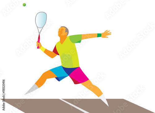 young athlete playing squash