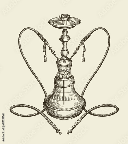 Hookah, tobacco smoking. Vector illustration