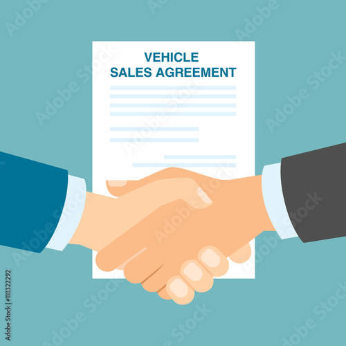 Vehicle sales agreement handshake. Making agreement in buying or selling vehicle transport.S