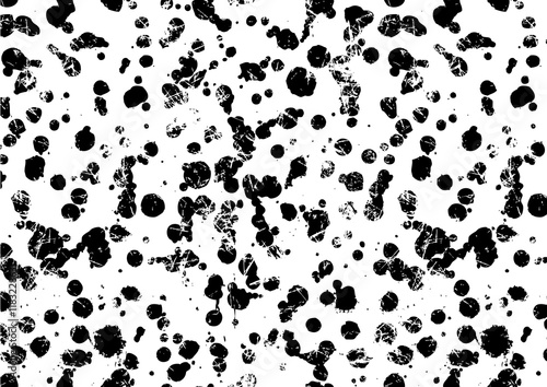Vector background with watercolor ink blots and brush strokes. Black and white creative artistic pattern. Horizontal orientation.