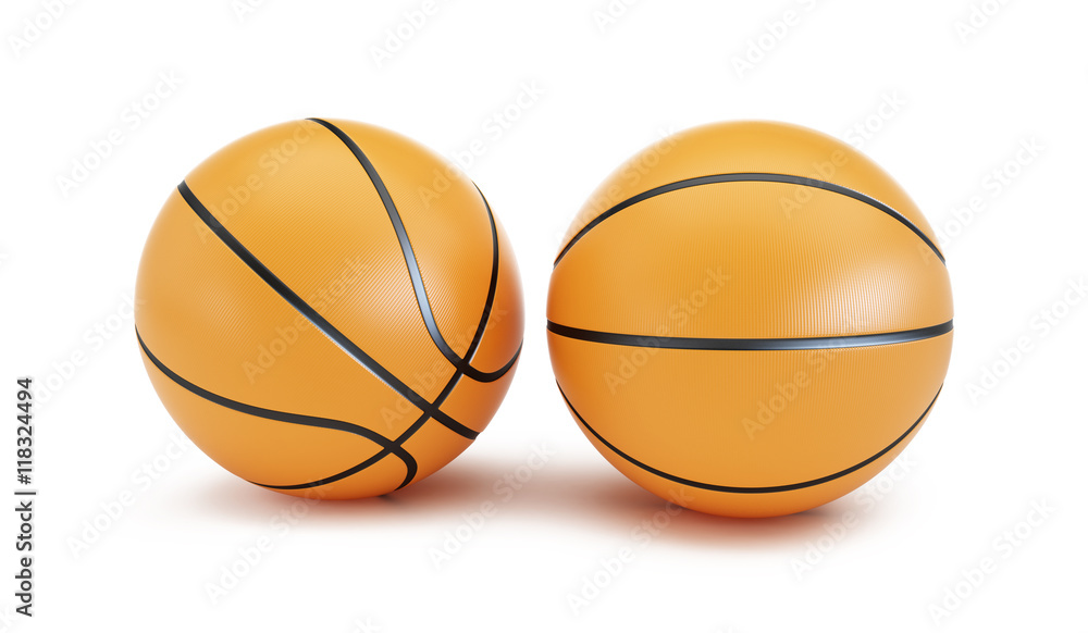 Fototapeta premium Orange Basketball ball on a white background 3d Illustrations