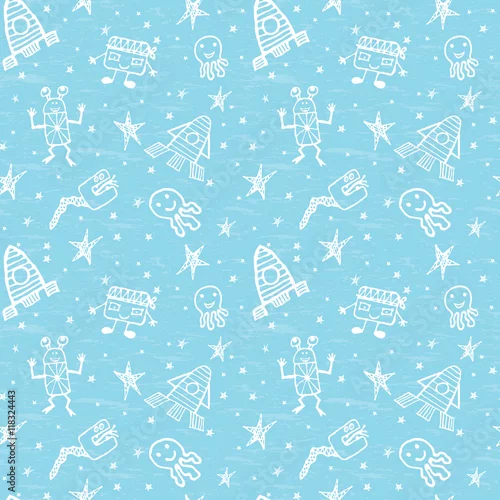 Tapety wektor ręcznie rysowane gryzmoły kreskówka zestaw obiektów kosmicznych