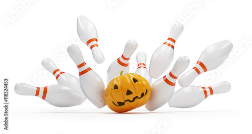 bowling strike halloween. 3D illustration photo