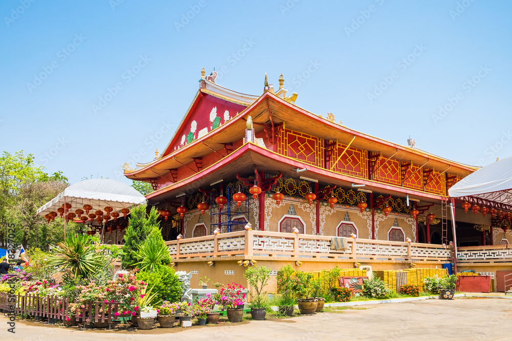 Fototapeta premium Chapel temple medthathum thai chinese at kanchanaburi, thailand